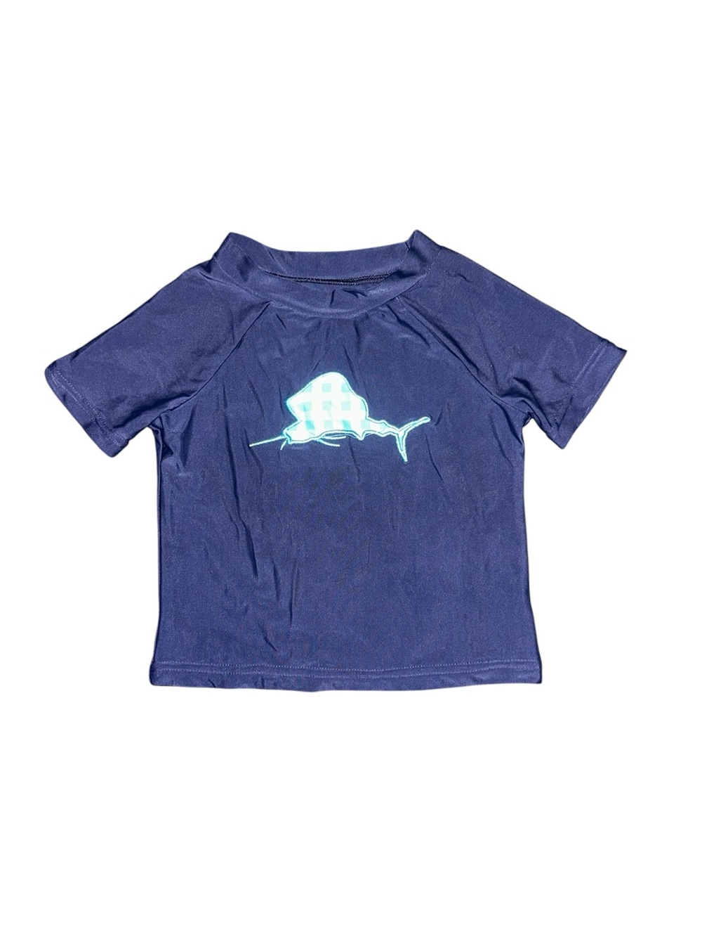 crown & ivy Navy Blue Short Sleeve Swim Rashguard with Light Blue Turtle